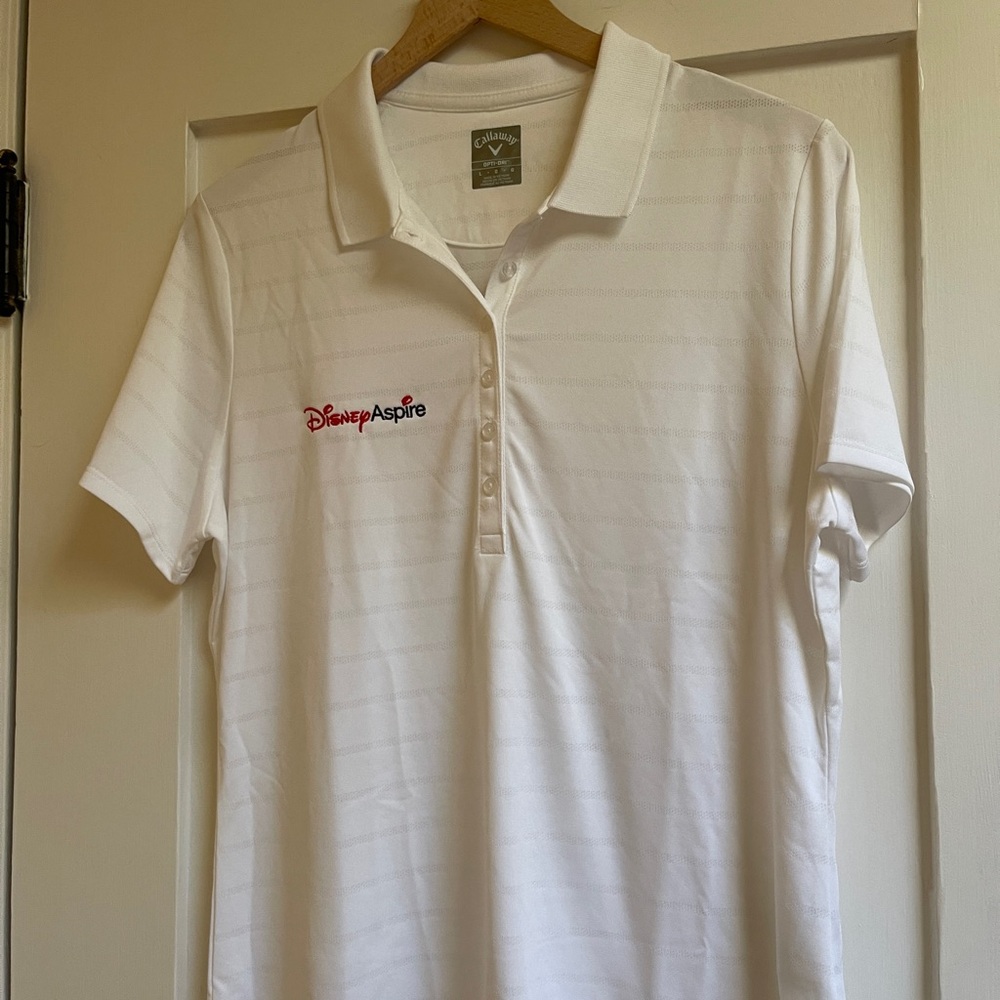 Callaway /Disney Aspire White Polo Shirt with Embroidered Logo NEW